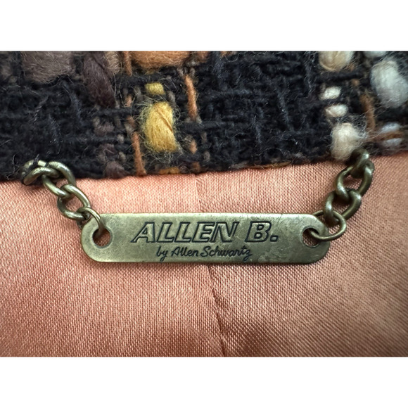 Allen Schwartz Blazer 10 Black Orange Boucle Tweed Woven Jacket Vintage Y2K - Picture 8 of 13